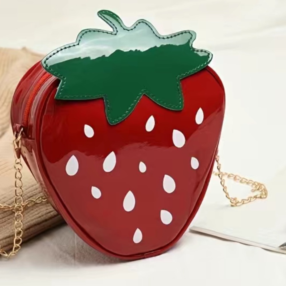 🍓 NWOT! Strawberry Patent Faux Leather Crossbody